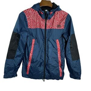 Ecko Unltd.‎ Navy Red White Rhino Pattern Windbreaker Hood Size Small *FLAW*